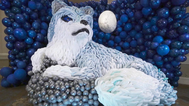 A Russian wolf balloon sculpture