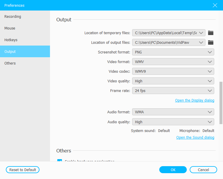 Audio Output Settings